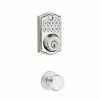 Kwikset SmartCode Satin Nickel Single Cylinder Keypad Electronic Deadbolt featuring SmartKey Security and Juno Passage Knob