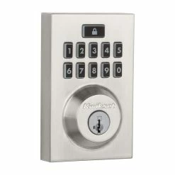 Kwikset SmartCode 913 Contemporary Satin Nickel Single Cylinder Keypad Electronic Deadbolt Featuring SmartKey Security