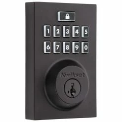 Kwikset SmartCode 914 Zigbee 3.0 Contemporary Matte Black Single Cylinder Electronic Deadbolt Featuring SmartKey Security