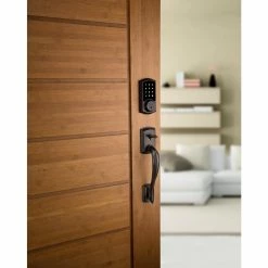 Kwikset SmartCode 915 Touchscreen Venetian Bronze Single Cylinder Electronic Deadbolt with Avalon Handleset and Tustin Lever -Kwikset Sales Shop kwikset keyless deadbolts 915avl91511pcb 1f 1000