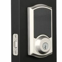 Kwikset Z-Wave SmartCode 916 Touchscreen Satin Nickel Single Cylinder Keypad Electronic Deadbolt Featuring SmartKey Security -Kwikset Sales Shop kwikset keyless deadbolts 916trl tscr zw 15 ul 77 1000