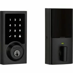 Kwikset Premis Contemporary Touchscreen Smart Lock Matte Black Single Cylinder Electronic Deadbolt Featuring SmartKey Security