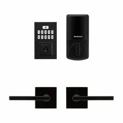 Kwikset SmartCode 260 Contemporary Matte Black Keypad Electronic Deadbolt Feat SmartKey and Halifax Hall/Closet Lever Combo Pack -Kwikset Sales Shop kwikset keyless deadbolts 9260cnt20hfl514 4f 1000