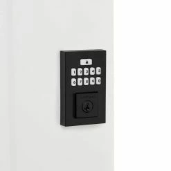 Kwikset SmartCode 260 Contemporary Matte Black Keypad Single Cylinder Electronic Deadbolt Featuring SmartKey Security -Kwikset Sales Shop kwikset keyless deadbolts 9260cnt514smrbp 4f 1000
