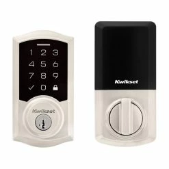 Kwikset SmartCode 270 Traditional Satin Nickel Touchpad Single Cylinder Electronic Deadbolt Featuring SmartKey Security -Kwikset Sales Shop kwikset keyless deadbolts 9270trl15smtrbp 1f 1000