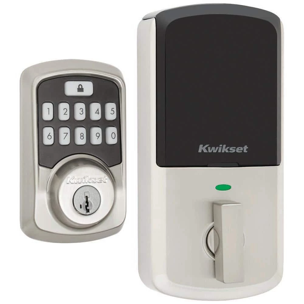 Kwikset Aura Satin Nickel Single Cylinder Electronic Bluetooth Keypad Smart Lock Deadbolt featuring SmartKey Security 2 Kwikset Aura Satin Nickel Single Cylinder Electronic Bluetooth Keypad Smart Lock Deadbolt featuring SmartKey Security - Image 2