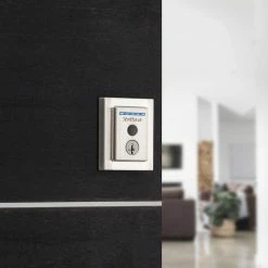 Kwikset Halo Touch Satin Nickel CNT Fingerprint WiFi Elec Smart Lock Deadbolt Feat SmartKey Security with San Clemente Handleset -Kwikset Sales Shop kwikset keyless deadbolts 959815scehfl15 4f 1000