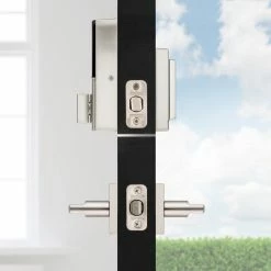 Kwikset Halo Touch Satin Nickel CNT Fingerprint WiFi Elec Smart Lock Deadbolt Feat SmartKey Security with San Clemente Handleset -Kwikset Sales Shop kwikset keyless deadbolts 959815scehfl15 fa 1000