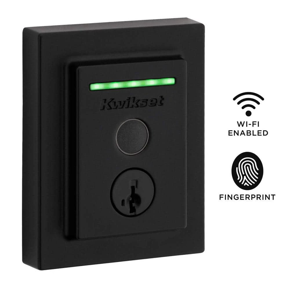 Kwikset Halo Touch Matte Black CNT Fingerprint WiFi Elec Smart Lock Deadbolt Feat SmartKey Security with San Clemente Handleset 2 Kwikset Halo Touch Matte Black CNT Fingerprint WiFi Elec Smart Lock Deadbolt Feat SmartKey Security with San Clemente Handleset - Image 2