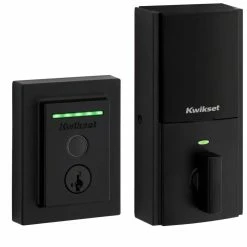 Kwikset Halo Touch Matte Black Contemporary Fingerprint Wi-Fi Electronic Smart Lock Deadbolt Featuring SmartKey Security -Kwikset Sales Shop kwikset keyless deadbolts 959cnt514fprtwi 1d 1000