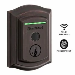 Kwikset Halo Touch Venetian Bronze Traditional Fingerprint Wi-Fi Electronic Smart Lock Deadbolt Featuring SmartKey Security