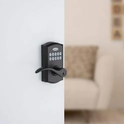 Kwikset 955 SmartCode Matte Black Electronic Pembroke Door Handle Featuring SmartKey Security -Kwikset Sales Shop kwikset keyless locksets 955pml514smtcp 1f 1000