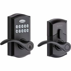 Kwikset 955 SmartCode Matte Black Electronic Pembroke Door Handle Featuring SmartKey Security -Kwikset Sales Shop kwikset keyless locksets 955pml514smtcp 4f 1000