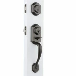 Kwikset Montara Venetian Bronze Single Cylinder Door Handleset with Juno Entry Door Knob Featuring SmartKey Security -Kwikset Sales Shop kwikset knob handlesets 553mnhxj 11p smt cp 40 1000