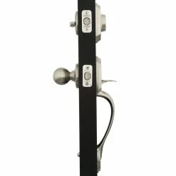 Kwikset Belleview Satin Nickel Single Cylinder Door Handleset with Polo Door Knob Featuring SmartKey Security -Kwikset Sales Shop kwikset knob handlesets 687bwxp 15 smt cp d4 1000