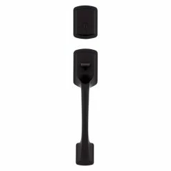 Kwikset Prague Matte Black Single Cylinder Entry Door Handleset with Round Pismo Knob Featuring SmartKey Security -Kwikset Sales Shop kwikset knob handlesets 818pgpsrd514smc 44 1000