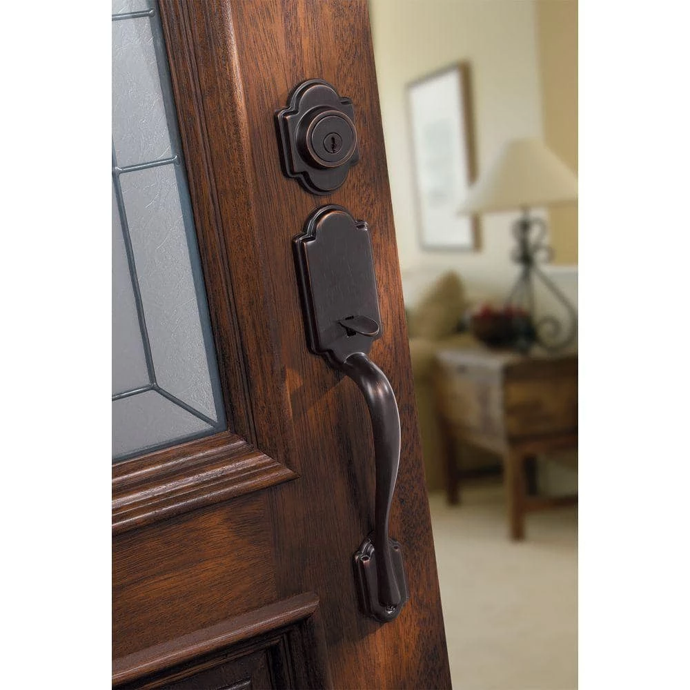 Kwikset Arlington Venetian Bronze Single Cylinder Door Handleset with Tustin Door Handle Featuring SmartKey Security 2 Kwikset Arlington Venetian Bronze Single Cylinder Door Handleset with Tustin Door Handle Featuring SmartKey Security - Image 2