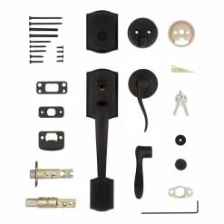 Kwikset Prescott Venetian Bronze Single Cylinder Entry Door Handleset with Tustin Handle Featuring SmartKey Security -Kwikset Sales Shop kwikset lever handlesets 818pthxtnl11psm 44 1000