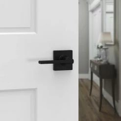 Kwikset Casey Matte Black Hall/Closet Passage Door Lever Featuring Microban -Kwikset Sales Shop kwikset passage door handles 200cslsqt5146al 1f 1000