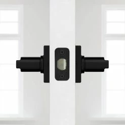 Kwikset Casey Matte Black Hall/Closet Passage Door Lever Featuring Microban -Kwikset Sales Shop kwikset passage door handles 200cslsqt5146al 44 1000