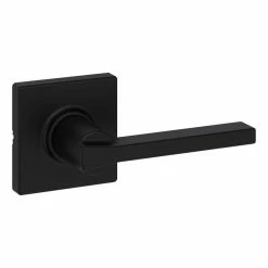 Kwikset Casey Matte Black Hall/Closet Passage Door Lever Featuring Microban