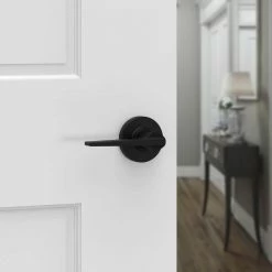 Kwikset Hollis Round Rose Matte Black Passage Hall/Closet Door Lever -Kwikset Sales Shop kwikset passage door handles 200hsl rdt 514 1f 1000