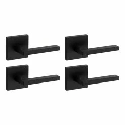 Kwikset Halifax Square Matte Black Hall/Closet Door Lever (4-Pack)