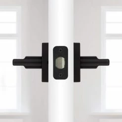 Kwikset Halifax Square Matte Black Hall/Closet Passage Door Lever -Kwikset Sales Shop kwikset passage door handles 720hflsqt5146alrcs 44 1000
