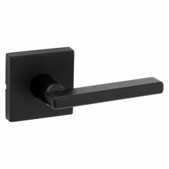 Kwikset Halifax Square Matte Black Hall/Closet Passage Door Lever