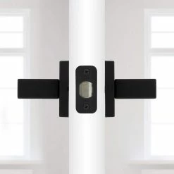 Kwikset Singapore Square Matte Black Hall/Closet Door Lever with Microban 10 Kwikset Singapore Square Matte Black Hall/Closet Door Lever with Microban -Kwikset Sales Shop kwikset passage door handles 720sal 514 sqt 44 1000