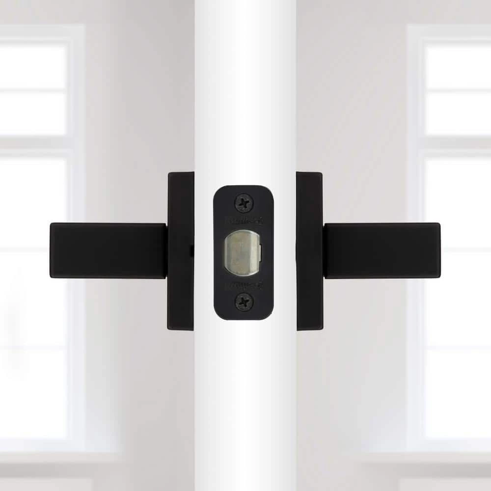 Kwikset Singapore Square Matte Black Hall/Closet Door Lever with Microban 5 Kwikset Singapore Square Matte Black Hall/Closet Door Lever with Microban - Image 5