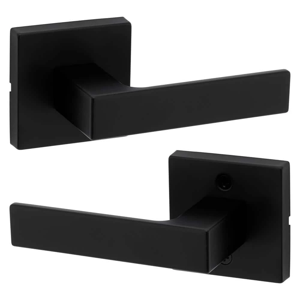 Kwikset Singapore Square Matte Black Hall/Closet Door Lever with Microban 3 Kwikset Singapore Square Matte Black Hall/Closet Door Lever with Microban - Image 3