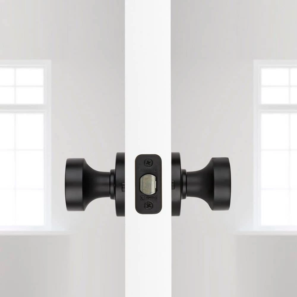 Kwikset Pismo Round Matte Black Hall/Closet Door Knob Featuring Microban Antimicrobial Technology 4 Kwikset Pismo Round Matte Black Hall/Closet Door Knob Featuring Microban Antimicrobial Technology - Image 4