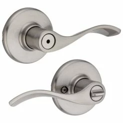 Kwikset Balboa Satin Nickel Privacy Bed/Bath Door Handle with Microban Antimicrobial Technology and Lock -Kwikset Sales Shop kwikset privacy door handles 300bl 15 6al rc 4f 1000