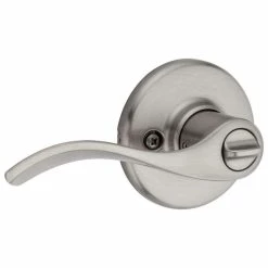Kwikset Balboa Satin Nickel Privacy Bed/Bath Door Handle with Microban Antimicrobial Technology and Lock -Kwikset Sales Shop kwikset privacy door handles 300bl 15 6al rc c3 1000