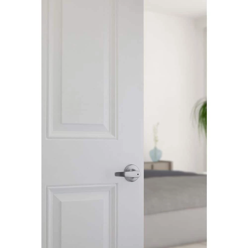 Kwikset Delta Satin Chrome Privacy Bed/Bath Door Handle with Lock 4 Kwikset Delta Satin Chrome Privacy Bed/Bath Door Handle with Lock - Image 4