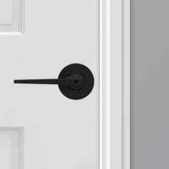 Kwikset Hollis Round Rose Matte Black Privacy Bed/Bath Door Lever -Kwikset Sales Shop kwikset privacy door handles 300hsl rdt 514 44 1000