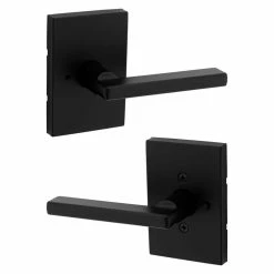 Kwikset Halifax Rectangle Rose Matte Black Privacy Bed/Bath Door Lever with Microban -Kwikset Sales Shop kwikset privacy door handles 730hflrct5146al 4f 1000