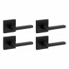 Kwikset Halifax Square Matte Black Bed/Bath Door Lever (4-Pack) with Lock