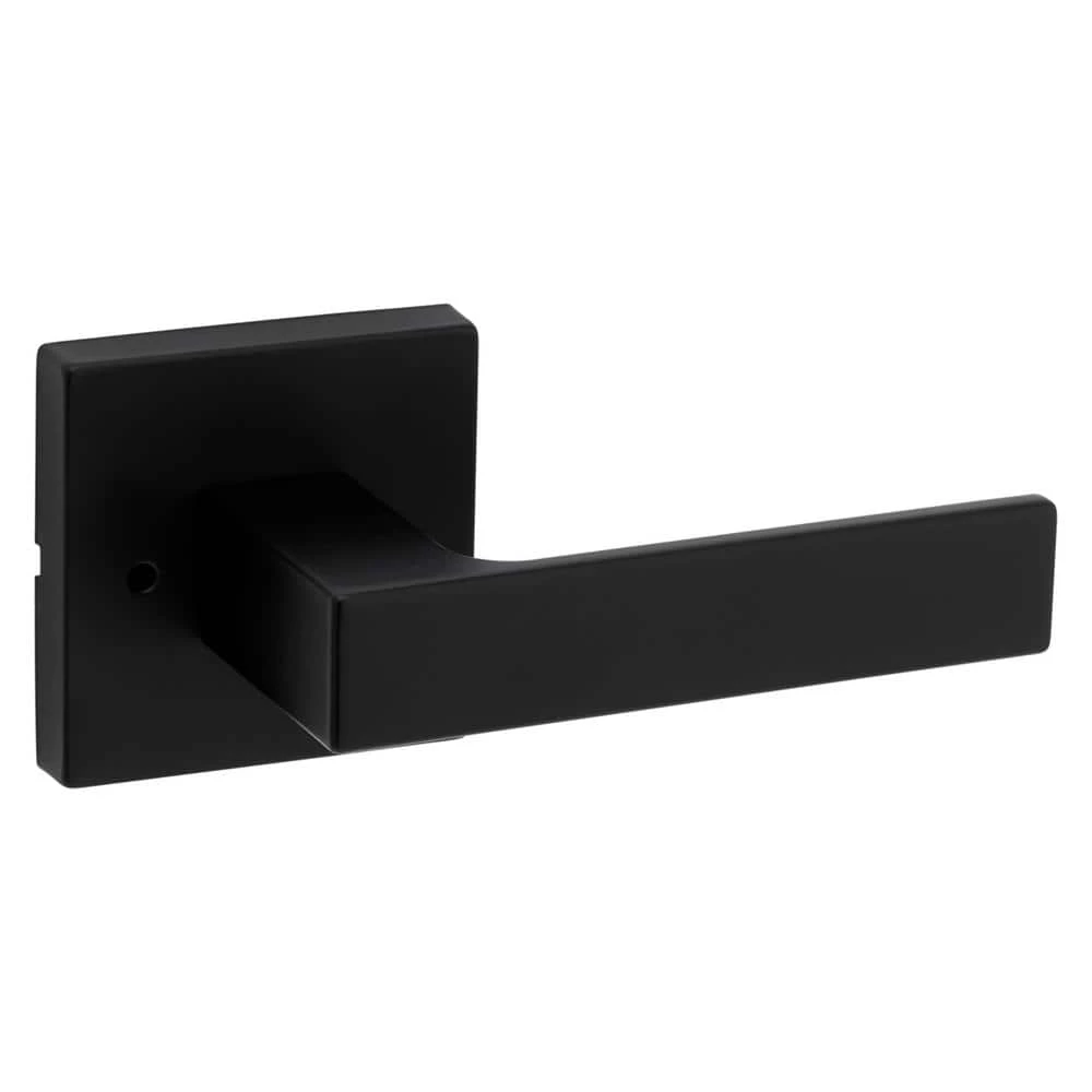 Kwikset Singapore Square Matte Black Bed/Bath Door Handle with Microban and Lock 1 Kwikset Singapore Square Matte Black Bed/Bath Door Handle with Microban and Lock