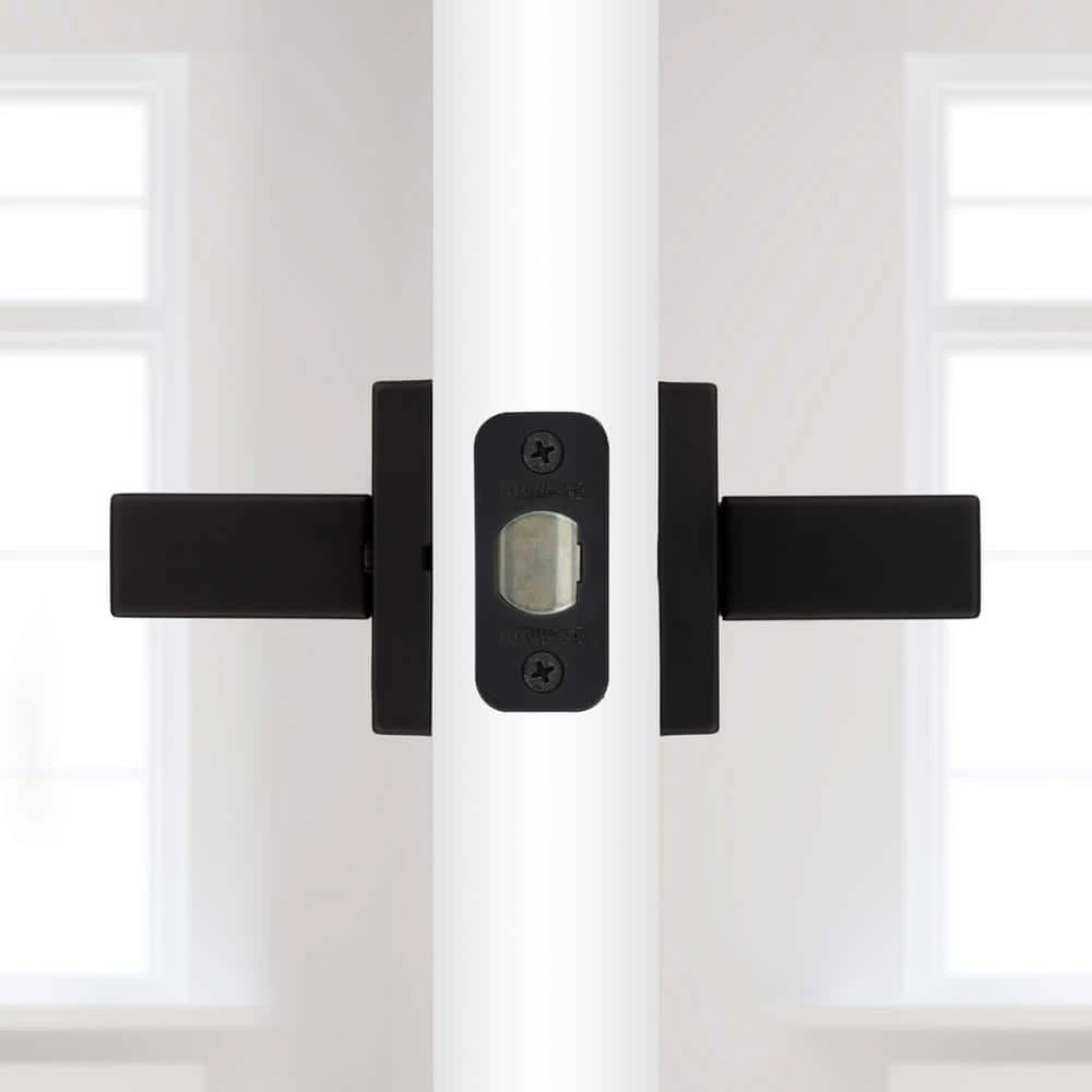 Kwikset Singapore Square Matte Black Bed/Bath Door Handle with Microban and Lock 8 Kwikset Singapore Square Matte Black Bed/Bath Door Handle with Microban and Lock - Image 8