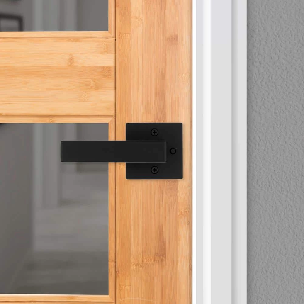 Kwikset Singapore Square Matte Black Bed/Bath Door Handle with Microban and Lock 7 Kwikset Singapore Square Matte Black Bed/Bath Door Handle with Microban and Lock - Image 7