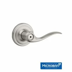 Kwikset Tustin Satin Nickel Privacy Bed/Bath Door Handle Featuring Microban Antimicrobial Technology with Lock -Kwikset Sales Shop kwikset privacy door handles 730tnl 15 6al rcs 4f 1000