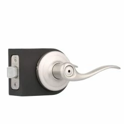 Kwikset Tustin Satin Nickel Privacy Bed/Bath Door Handle Featuring Microban Antimicrobial Technology with Lock -Kwikset Sales Shop kwikset privacy door handles 730tnl 15 6al rcs c3 1000
