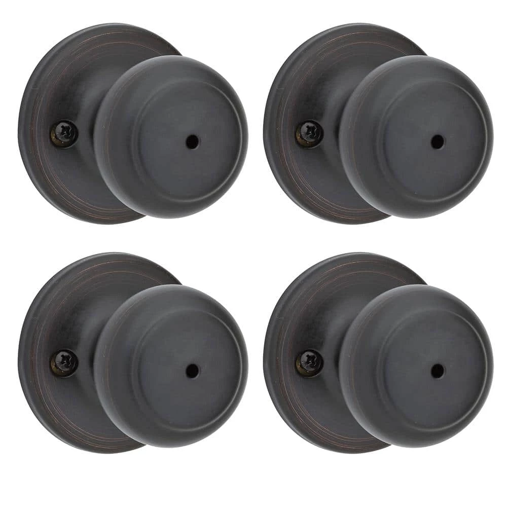 Kwikset Cove Venetian Bronze Privacy Bed/Bath Door Knob (4-Pack) with Lock 1 Kwikset Cove Venetian Bronze Privacy Bed/Bath Door Knob (4-Pack) with Lock