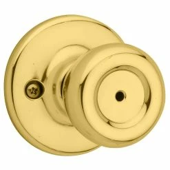 Kwikset Tylo Polished Brass Bed/Bath Door Knob Featuring Microban Antimicrobial Technology with Lock