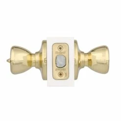 Kwikset Tylo Polished Brass Bed/Bath Door Knob Featuring Microban Antimicrobial Technology with Lock -Kwikset Sales Shop kwikset privacy door knobs 300t 3 6al rcs v1 a0 1000