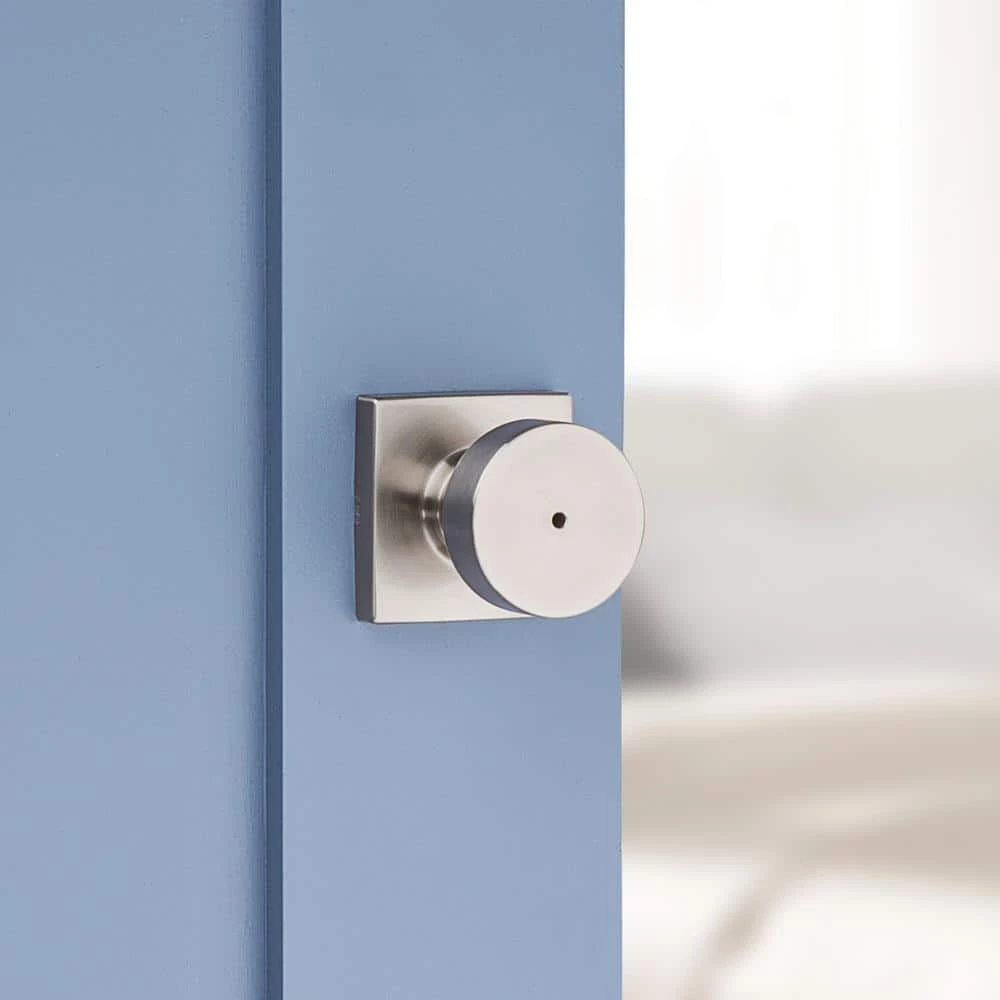 Kwikset Pismo Square Satin Nickel Bed/Bath Door Knob with Lock 4 Kwikset Pismo Square Satin Nickel Bed/Bath Door Knob with Lock - Image 4