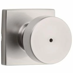 Kwikset Pismo Square Satin Nickel Bed/Bath Door Knob with Lock