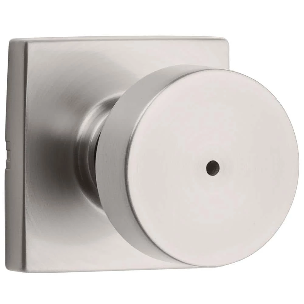 Kwikset Pismo Square Satin Nickel Bed/Bath Door Knob with Lock 1 Kwikset Pismo Square Satin Nickel Bed/Bath Door Knob with Lock